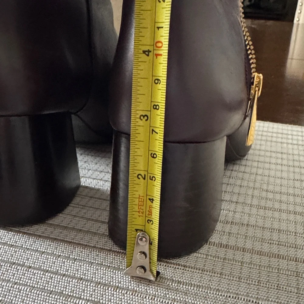 Women's Michael Kors Dark wine Leather Ankle Boots with Gold Zip